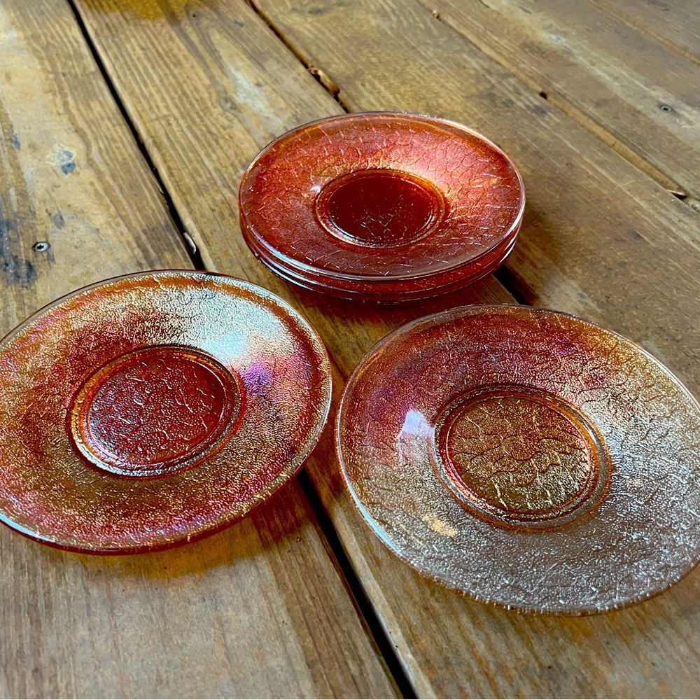 Vintage carnival glass dessert plates